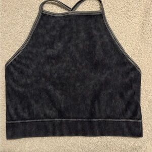 Zenana Outfitters Blue Ribbed Crop Tank Top